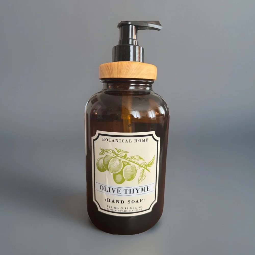PREMIUM OLIVE THYME LIQUID HAND SOAP IN GLASS BOTTLE - Picture 1 of 2